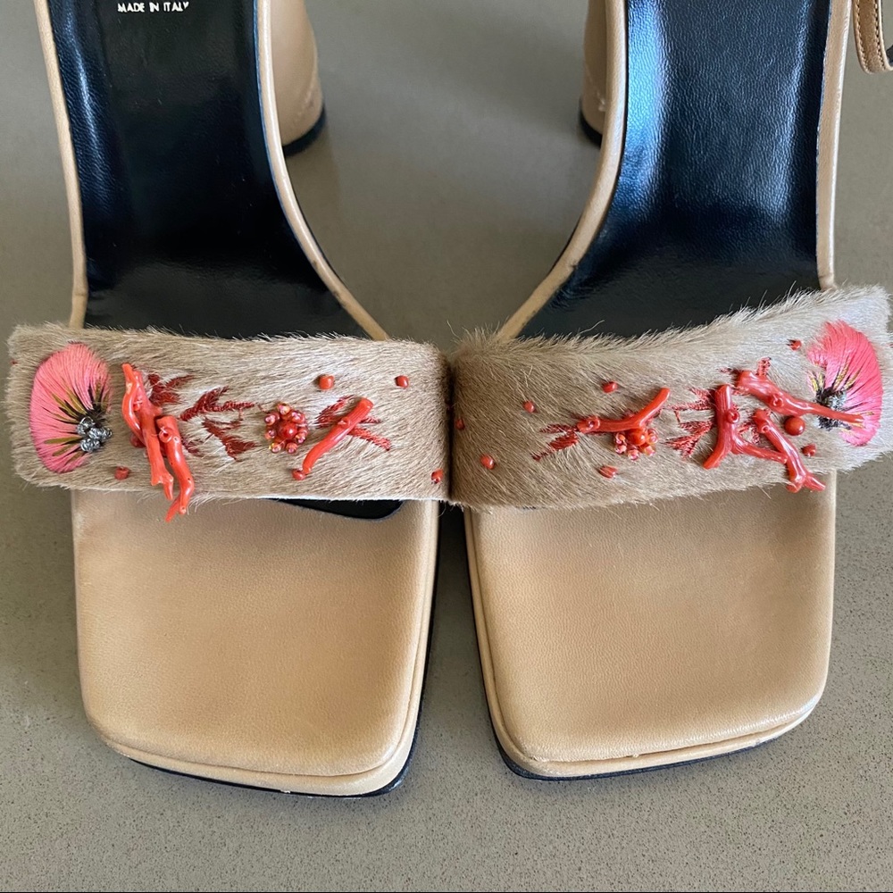 Versace Ankle Strape Square open Toe Heels